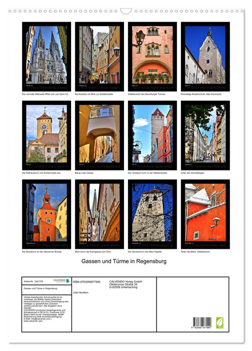 Gassen und Türme in Regensburg (CALVENDO Wandkalender 2027)