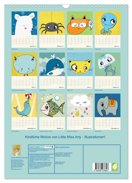 Kindliche Motive von Little Miss Arty - Illustrationen! (CALVENDO Wandkalender 2027)