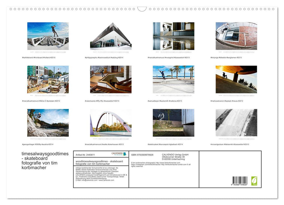 woodtimesalwaysgoodtimes - skateboard fotografie von tim korbmacher (CALVENDO Wandkalender 2027)