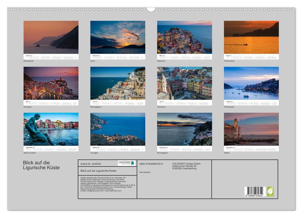 Blick auf die Ligurische Küste (CALVENDO Wandkalender 2027)