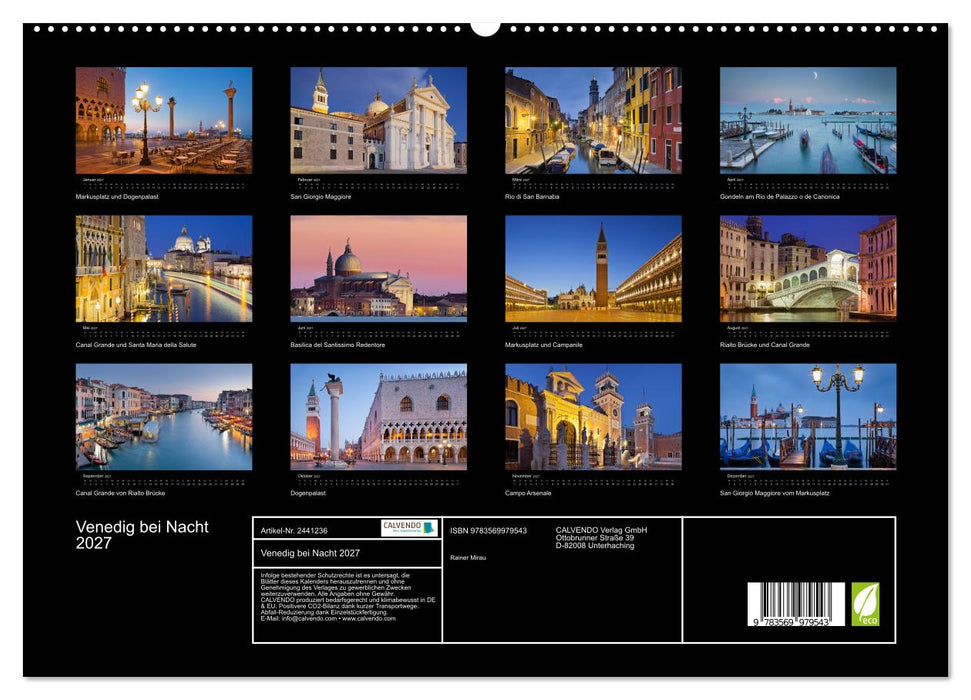 Venedig bei Nacht 2027 (CALVENDO Premium Wandkalender 2027)