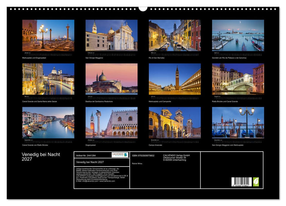 Venedig bei Nacht 2027 (CALVENDO Wandkalender 2027)