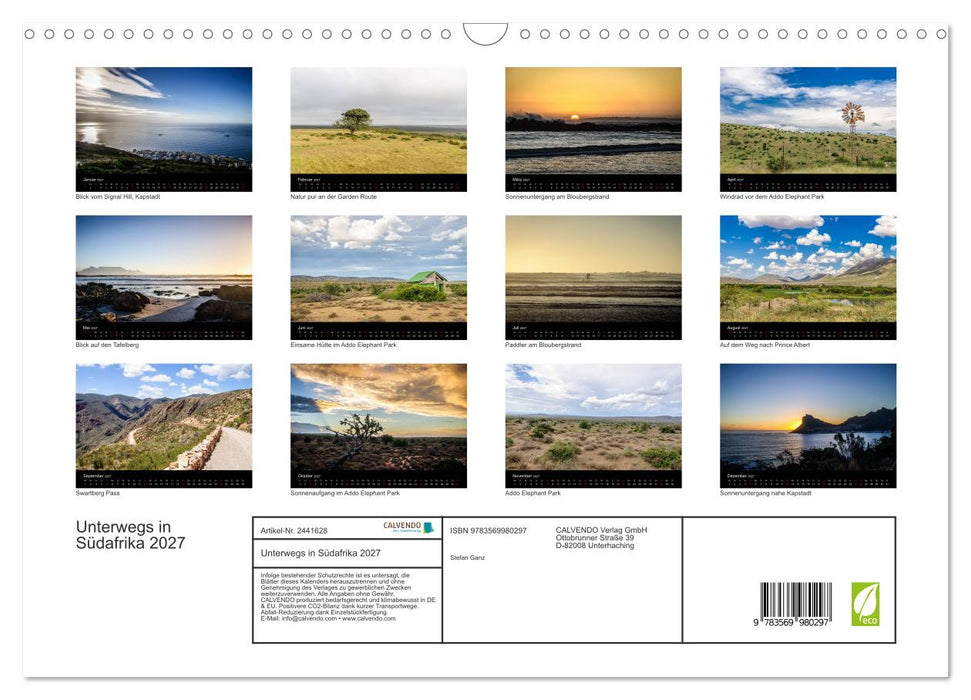 Unterwegs in Südafrika 2027 (CALVENDO Wandkalender 2027)