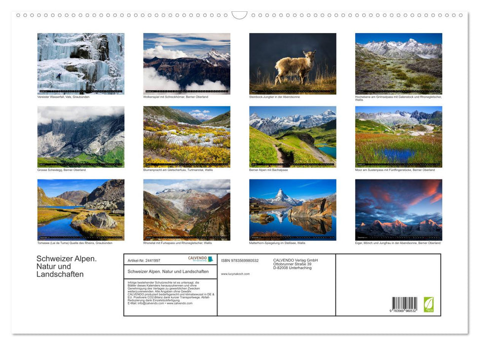 Schweizer Alpen. Natur und Landschaften (CALVENDO Wandkalender 2027)