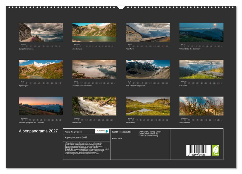Alpenpanorama 2027 (CALVENDO Premium Wandkalender 2027)