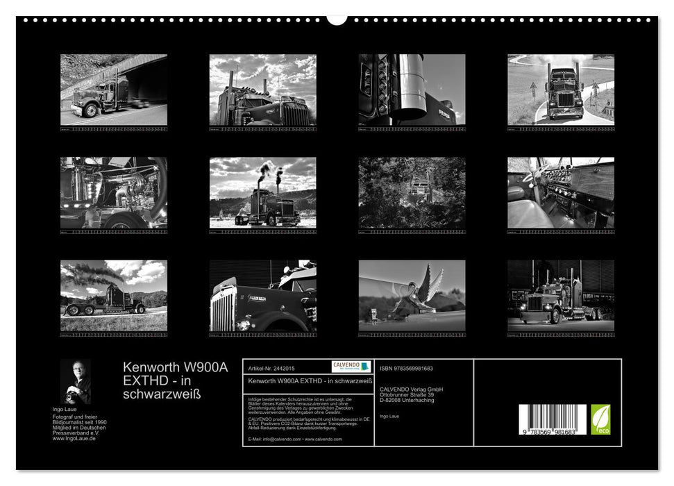 Kenworth W900A EXTHD - in schwarzweiß (CALVENDO Premium Wandkalender 2027)