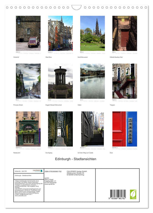 Edinburgh - Stadtansichten (CALVENDO Wandkalender 2027)