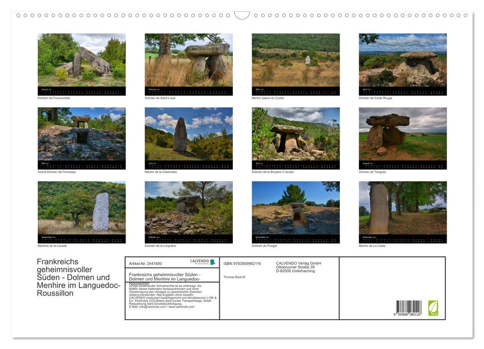 Frankreichs geheimnisvoller Süden - Dolmen und Menhire im Languedoc-Roussillon (CALVENDO Wandkalender 2027)