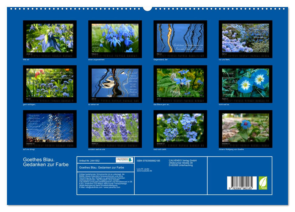 Goethes Blau. Gedanken zur Farbe (CALVENDO Premium Wandkalender 2027)