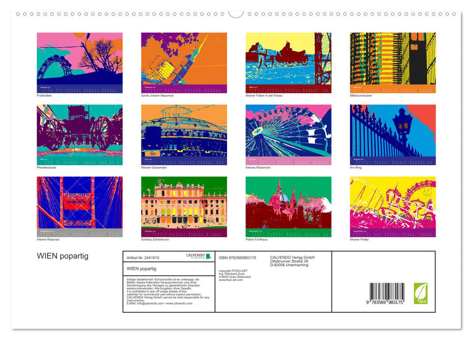 WIEN popartig (CALVENDO Premium Wandkalender 2027)