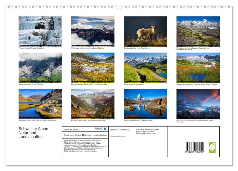 Schweizer Alpen. Natur und Landschaften (CALVENDO Premium Wandkalender 2027)