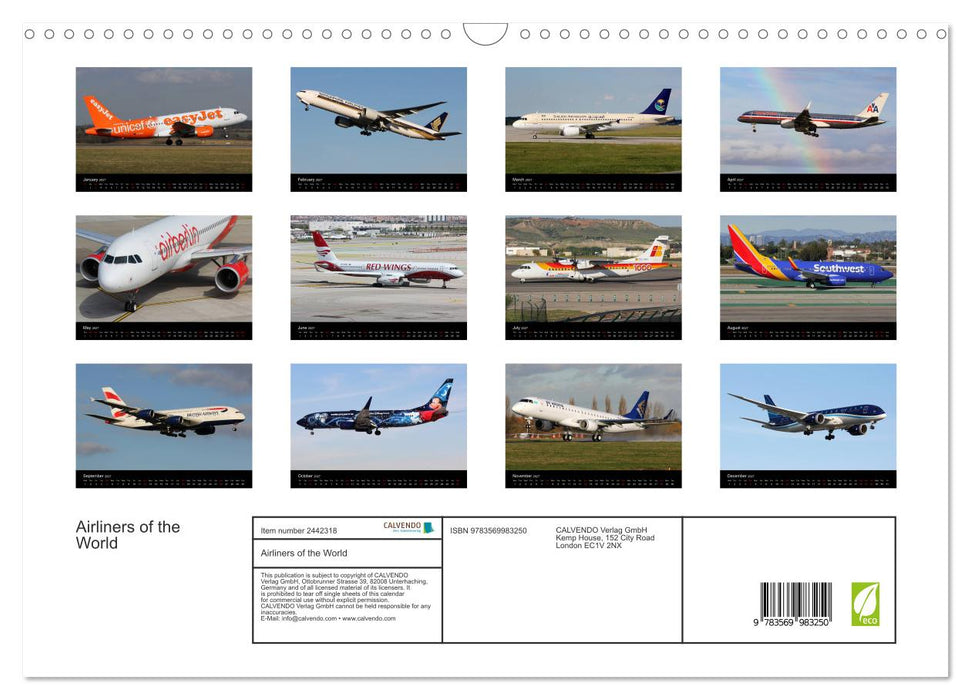 Airliners of the World (CALVENDO Monthly Calendar 2027)