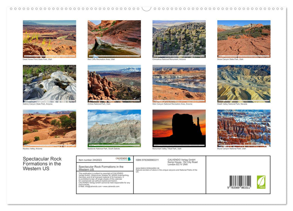 Spectacular Rock Formations in the Western US (CALVENDO Premium-Calendar 2027)