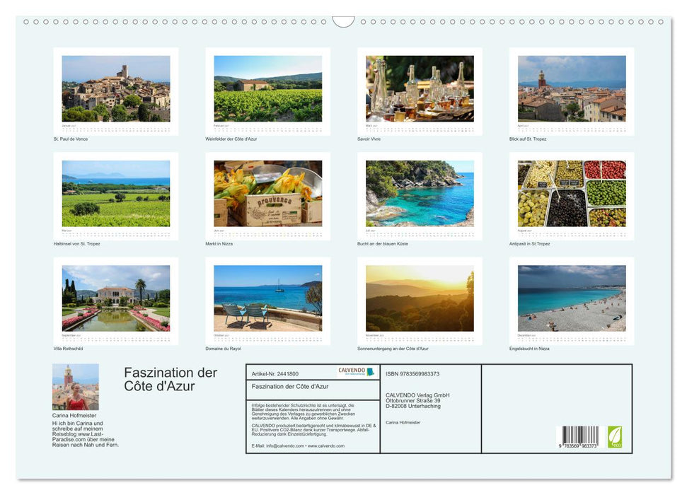 Faszination der Côte d'Azur (CALVENDO Wandkalender 2027)