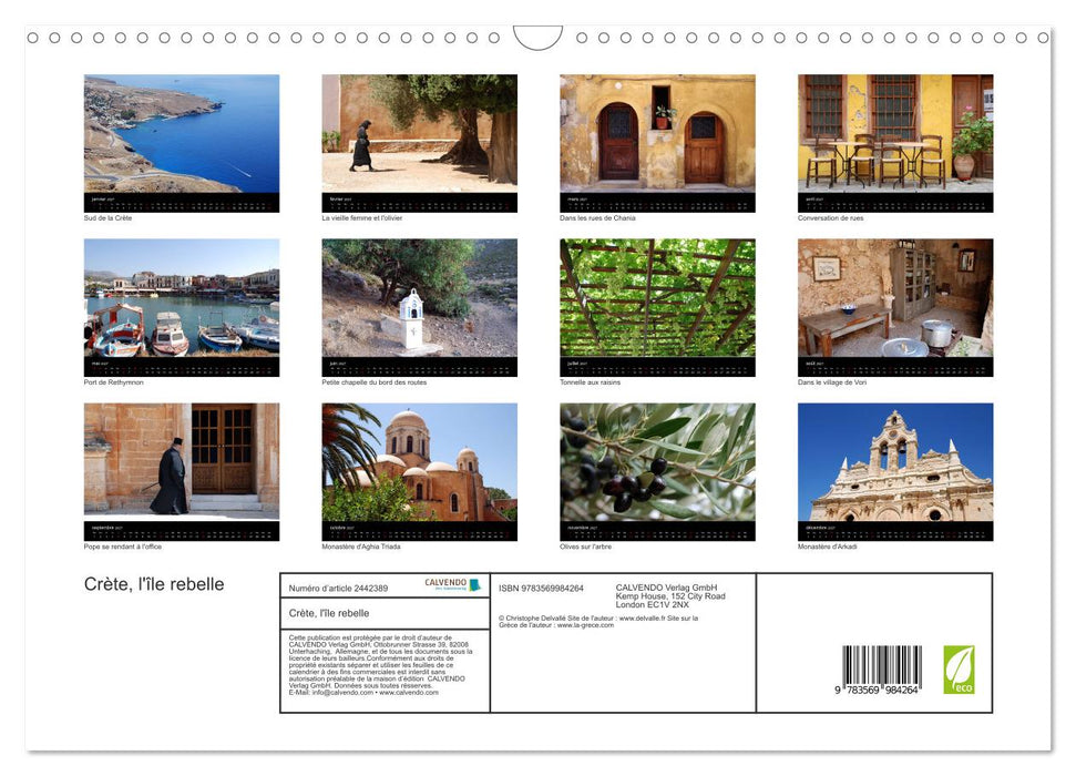 Crète, l'île rebelle (CALVENDO Calendrier mensuel 2027)