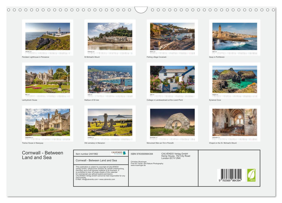 Cornwall - Between Land and Sea (CALVENDO Monthly Calendar 2027)