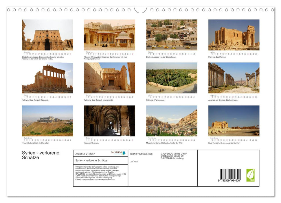 Syrien - verlorene Schätze (CALVENDO Wandkalender 2027)