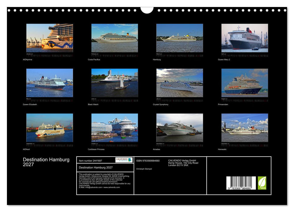 Destination Hamburg 2027 (CALVENDO Monthly Calendar 2027)