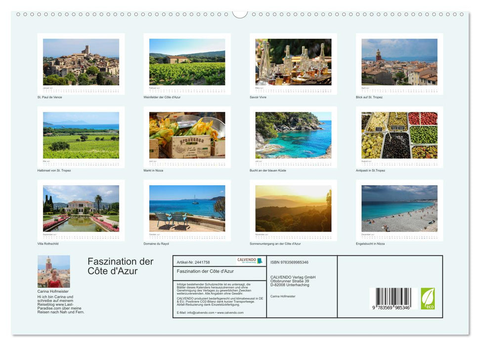 Faszination der Côte d'Azur (CALVENDO Premium Wandkalender 2027)