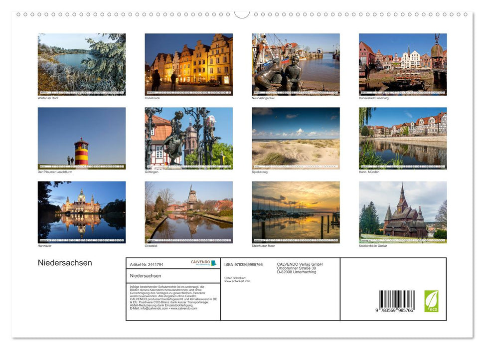 Niedersachsen (CALVENDO Premium Wandkalender 2027)