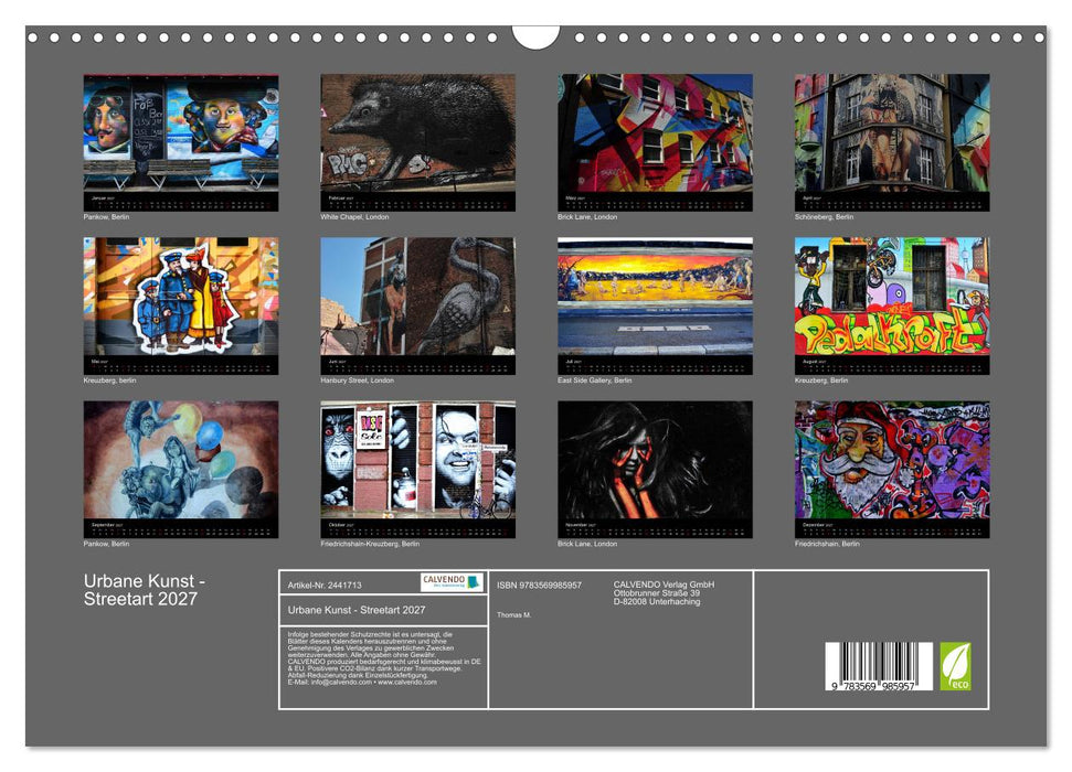 Urbane Kunst - Streetart 2027 (CALVENDO Wandkalender 2027)