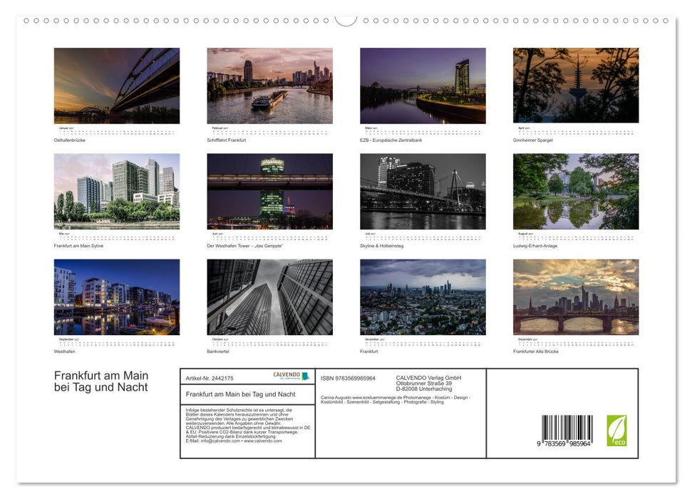 Frankfurt am Main bei Tag und Nacht (CALVENDO Premium Wandkalender 2027)