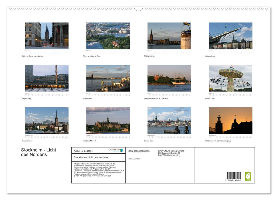 Stockholm - Licht des Nordens (CALVENDO Wandkalender 2027)