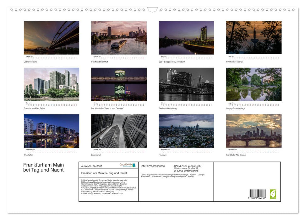 Frankfurt am Main bei Tag und Nacht (CALVENDO Wandkalender 2027)