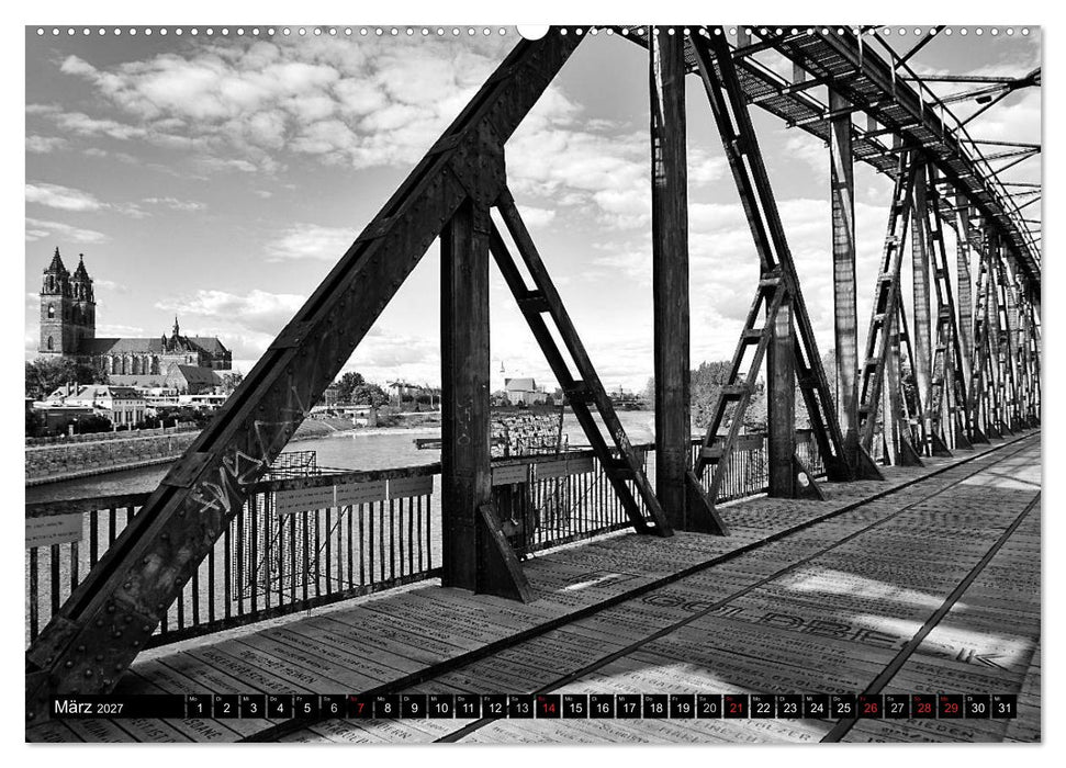 Magdeburg in Schwarz - Weiß (CALVENDO Wandkalender 2027)