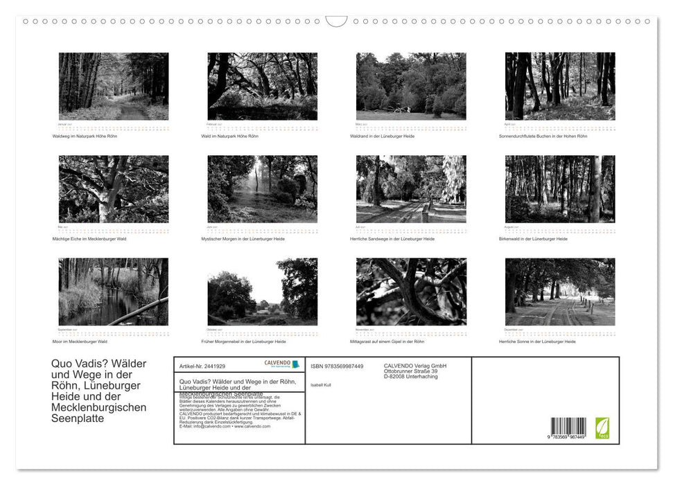 Quo Vadis? Wälder und Wege in der Röhn, Lüneburger Heide und der Mecklenburgischen Seenplatte (CALVENDO Wandkalender 2027)