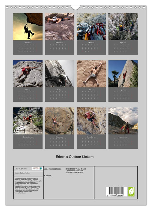 Erlebnis Outdoor Klettern (CALVENDO Wandkalender 2027)