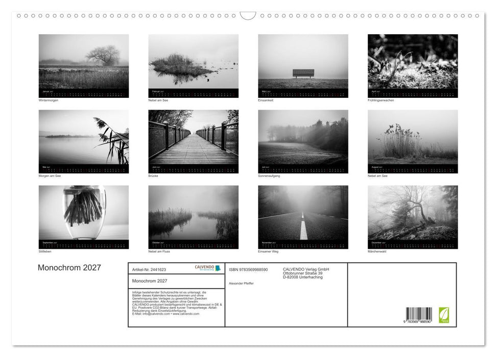 Monochrom 2027 (CALVENDO Wandkalender 2027)
