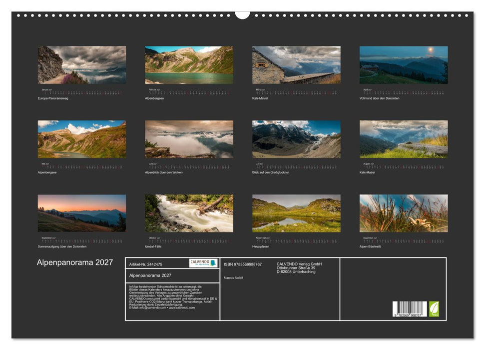 Alpenpanorama 2027 (CALVENDO Wandkalender 2027)
