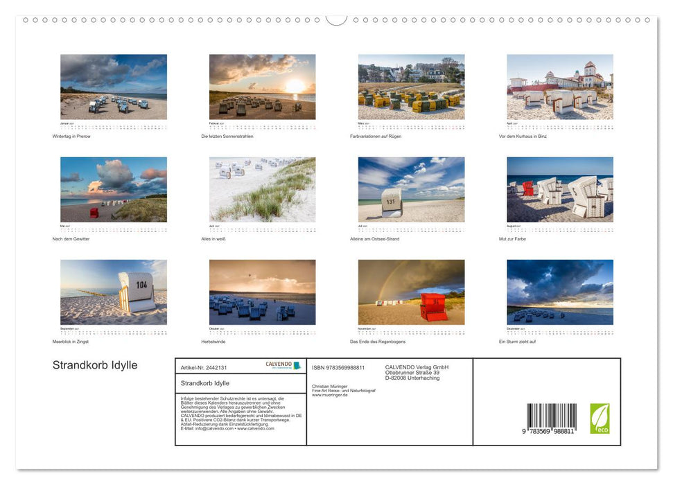 Strandkorb Idylle (CALVENDO Premium Wandkalender 2027)