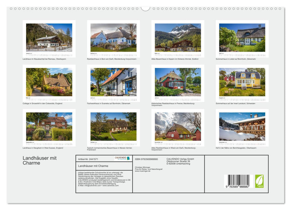 Landhäuser mit Charme (CALVENDO Premium Wandkalender 2027)