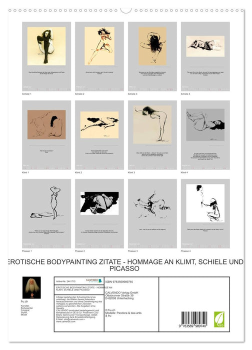 EROTISCHE BODYPAINTING ZITATE - HOMMAGE AN KLIMT, SCHIELE UND PICASSO (CALVENDO Premium Wandkalender 2027)