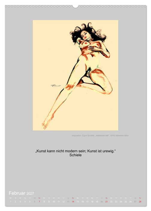 EROTISCHE BODYPAINTING ZITATE - HOMMAGE AN KLIMT, SCHIELE UND PICASSO (CALVENDO Premium Wandkalender 2027)