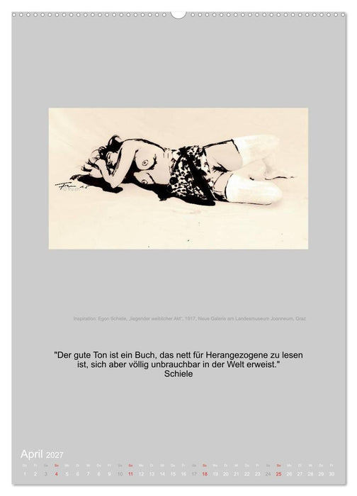 EROTISCHE BODYPAINTING ZITATE - HOMMAGE AN KLIMT, SCHIELE UND PICASSO (CALVENDO Premium Wandkalender 2027)
