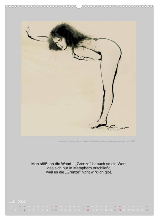 EROTISCHE BODYPAINTING ZITATE - HOMMAGE AN KLIMT, SCHIELE UND PICASSO (CALVENDO Premium Wandkalender 2027)