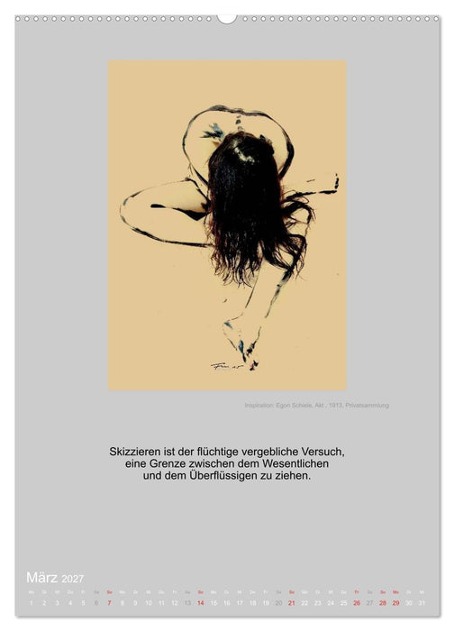 EROTISCHE BODYPAINTING ZITATE - HOMMAGE AN KLIMT, SCHIELE UND PICASSO (CALVENDO Wandkalender 2027)