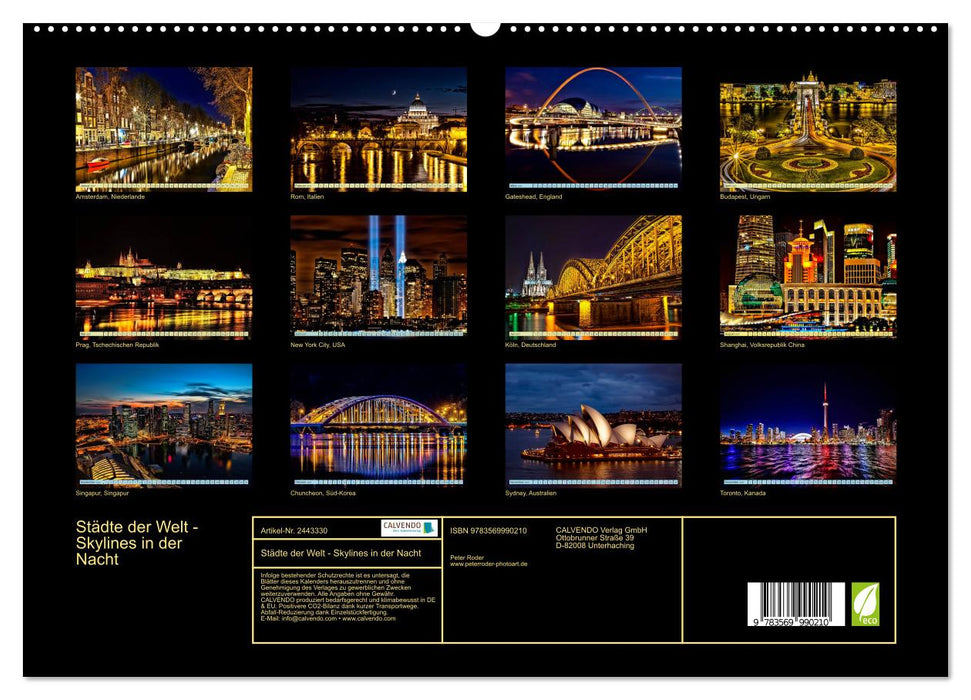 Städte der Welt - Skylines in der Nacht (CALVENDO Premium Wandkalender 2027)