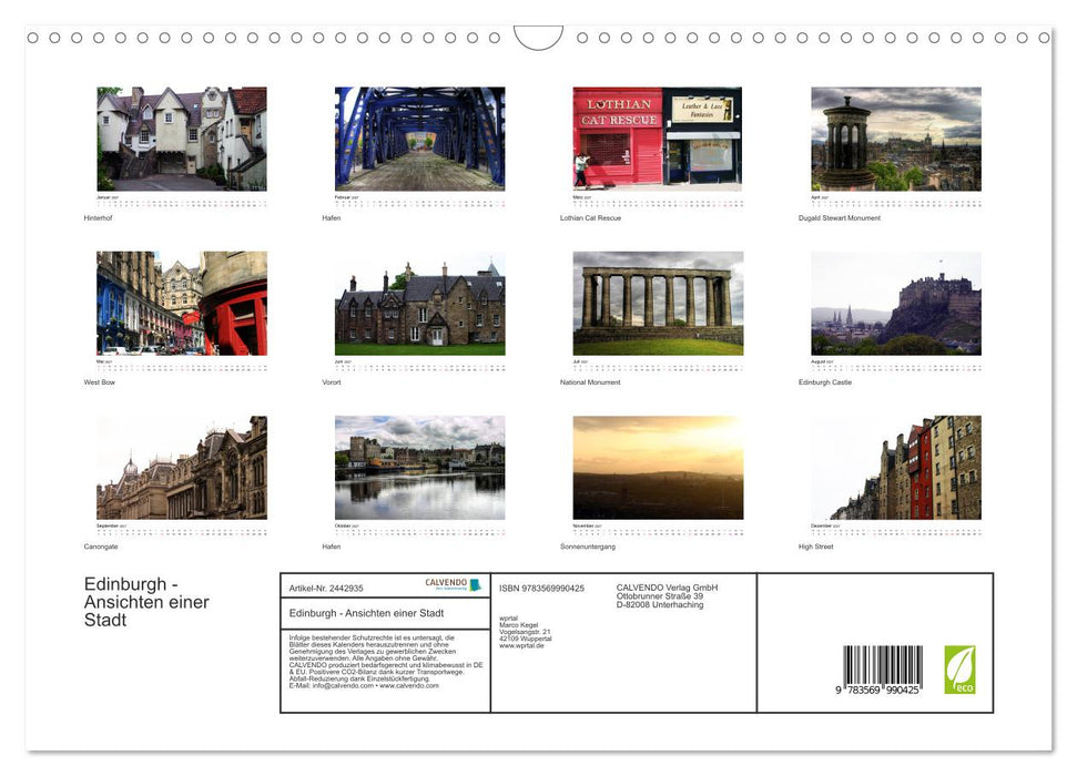 Edinburgh - Ansichten einer Stadt (CALVENDO Wandkalender 2027)