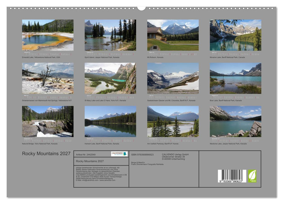 Rocky Mountains 2027 (CALVENDO Premium Wandkalender 2027)