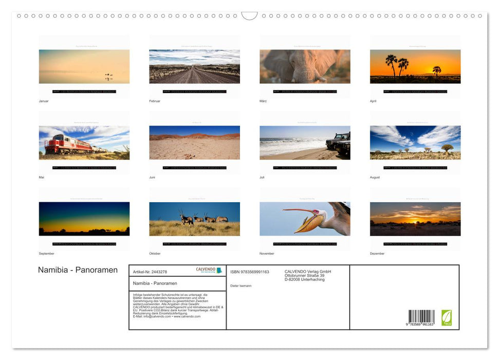 Namibia - Panoramen (CALVENDO Wandkalender 2027)