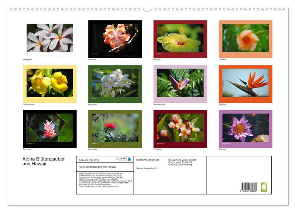 Aloha Blütenzauber aus Hawaii (CALVENDO Wandkalender 2027)