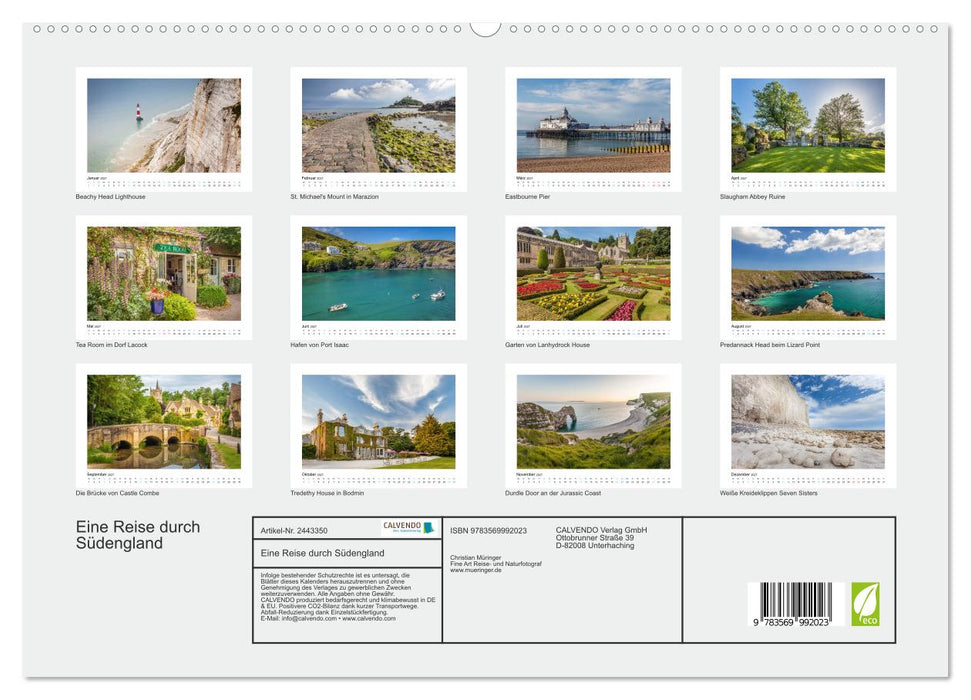 Eine Reise durch Südengland (CALVENDO Premium Wandkalender 2027)