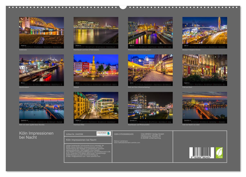 Köln Impressionen bei Nacht (CALVENDO Premium Wandkalender 2027)