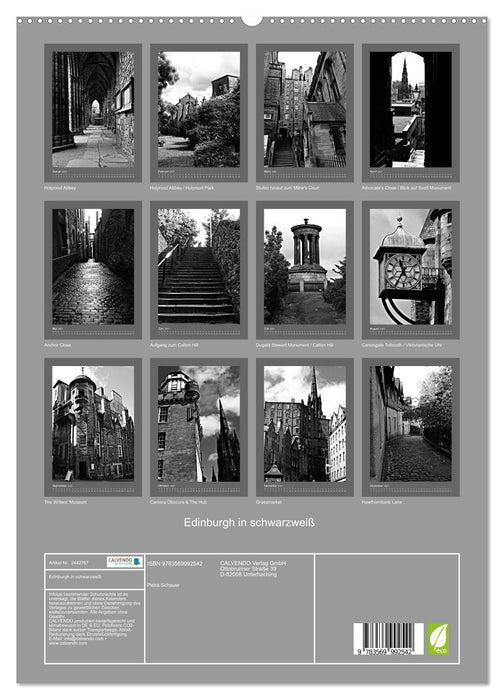 Edinburgh in schwarzweiß (CALVENDO Premium Wandkalender 2027)