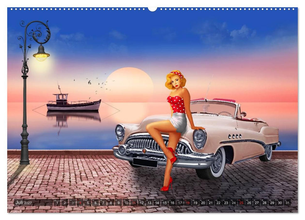 Pin-Up Girls und Oldtimer by Mausopardia (CALVENDO Premium Wandkalender 2027)