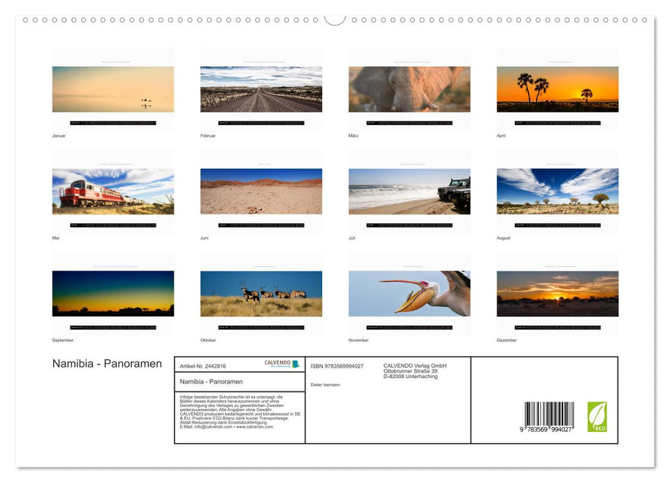 Namibia - Panoramen (CALVENDO Premium Wandkalender 2027)